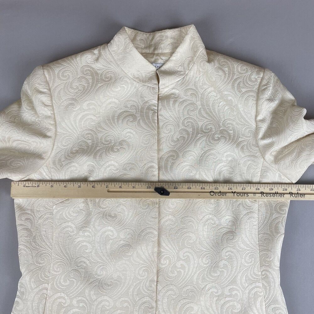 Tahari Arthur S. Levine 2 Piece Brocade Coat Dress Set Women's 12 Ivory Wedding - Picture 9 of 16